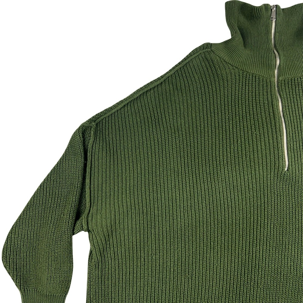Torrid Quarter Zip Sweater Womens 3 Green Ribbed Knit Oversized Mock Neck - Picture 2 of 11